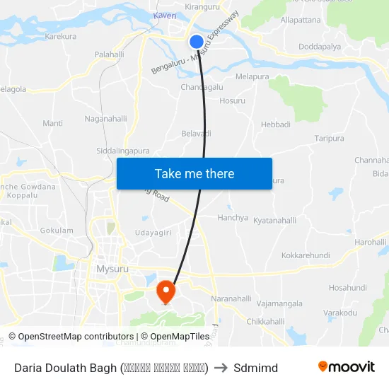 Daria Doulath Bagh (ದರಿಯಾ ದೌಲತ್‌ ಭಾಗ್) to Sdmimd map