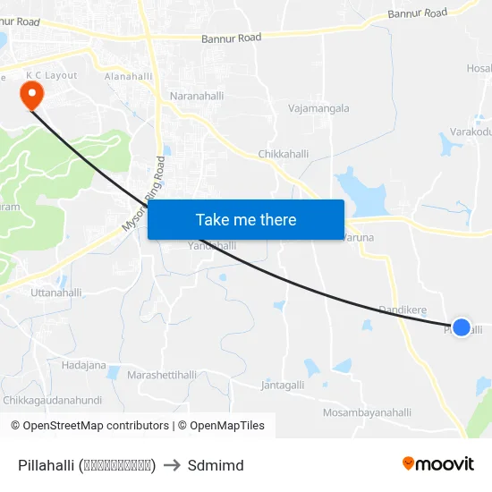 Pillahalli (ಪಿಲ್ಲಹಳ್ಳಿ) to Sdmimd map