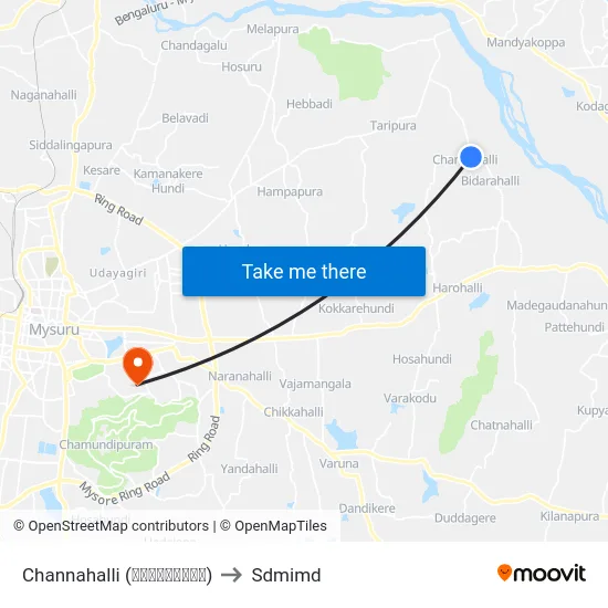 Channahalli (ಚನ್ನಹಳ್ಳಿ) to Sdmimd map