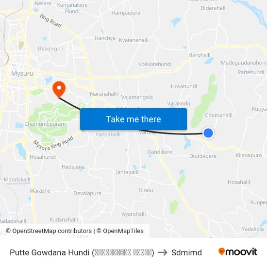Putte Gowdana Hundi (ಪುಟ್ಟೇಗೌಡನ ಹುಂಡಿ) to Sdmimd map