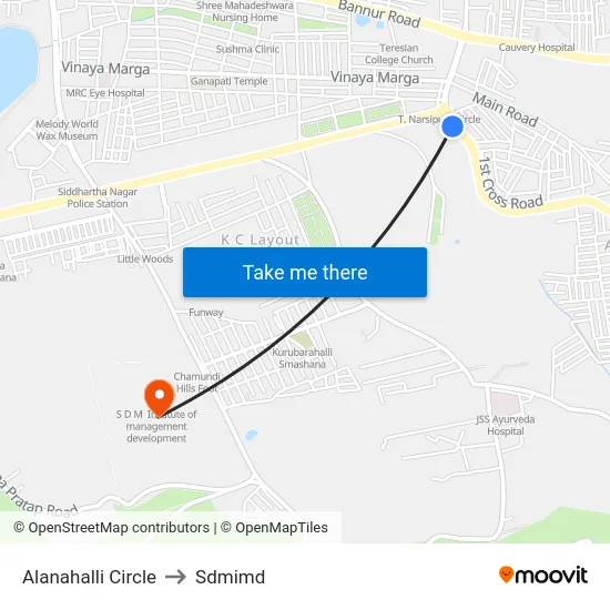 Alanahalli Circle to Sdmimd map