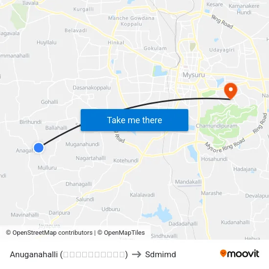 Anuganahalli (ಅನುಗನಹಳ್ಳಿ) to Sdmimd map