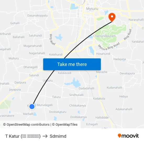 T Katur (ಟಿ ಕಾಟೂರು) to Sdmimd map