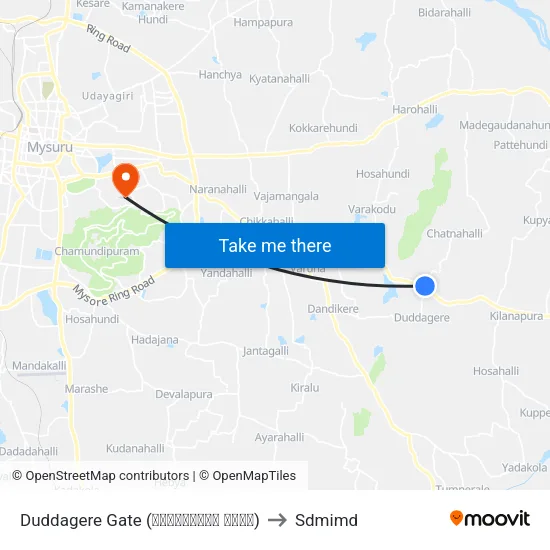 Duddagere Gate (ದುಡ್ಡಗೆರೆ ಗೇಟ್) to Sdmimd map