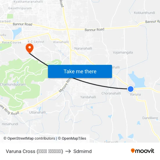 Varuna Cross (ವರುಣ ಕ್ರಾಸ್) to Sdmimd map