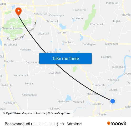 Basavanagudi (ಬಸವನಗುಡಿ) to Sdmimd map