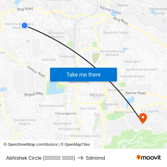 Abhishek Circle (ಅಭಿಶೇಕ್ ವೃತ್ತ) to Sdmimd map