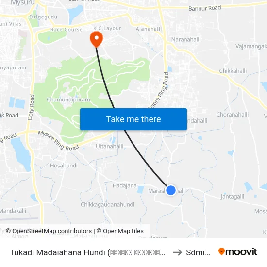 Tukadi Madaiahana Hundi (ತುಕಾದಿ ಮಾದಯ್ಯನಹುಂಡಿ) to Sdmimd map