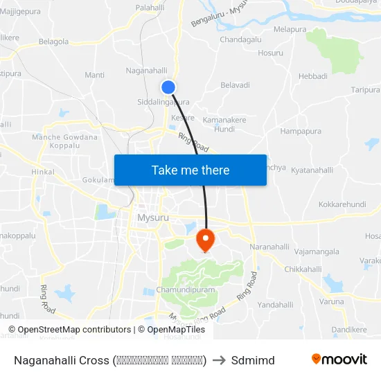 Naganahalli Cross (ನಾಗೇನಹಳ್ಳಿ ಕ್ರಾಸ್) to Sdmimd map