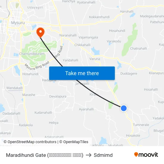 Maradihundi Gate (ಮರಾದಿಹುಂಡಿ ಗೇಟ್) to Sdmimd map