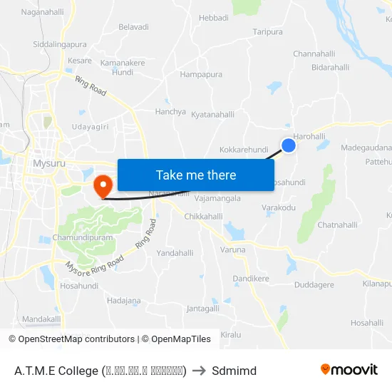 A.T.M.E College (ಎ.ಟಿ.ಎಂ.ಇ ಕಾಲೇಜು) to Sdmimd map