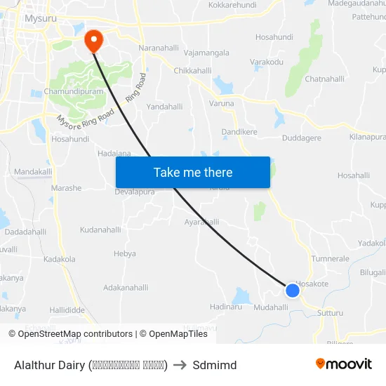 Alalthur Dairy (ಅಳಾಳ್ತೂರು ಡೈರಿ) to Sdmimd map