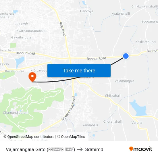 Vajamangala Gate (ವಾಜಮಂಗಲ ಗೇಟ್) to Sdmimd map