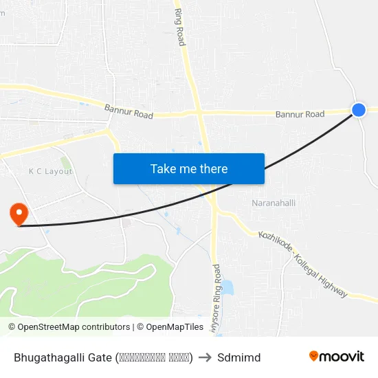 Bhugathagalli Gate (ಭುಗತಗಳ್ಳಿ ಗೇಟ್) to Sdmimd map