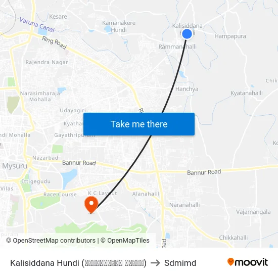 Kalisiddana Hundi (ಕಾಳಿಸಿದ್ದನ ಹುಂಡಿ) to Sdmimd map