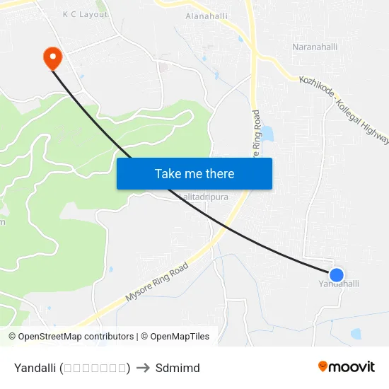 Yandalli (ಎಂಡಳ್ಳಿ) to Sdmimd map