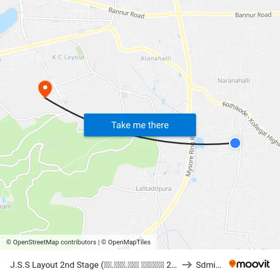 J.S.S Layout 2nd Stage (ಜೆ.ಎಸ್.ಎಸ್ ಬಡಾವಣೆ 2ನೇ ಹಂತ) to Sdmimd map