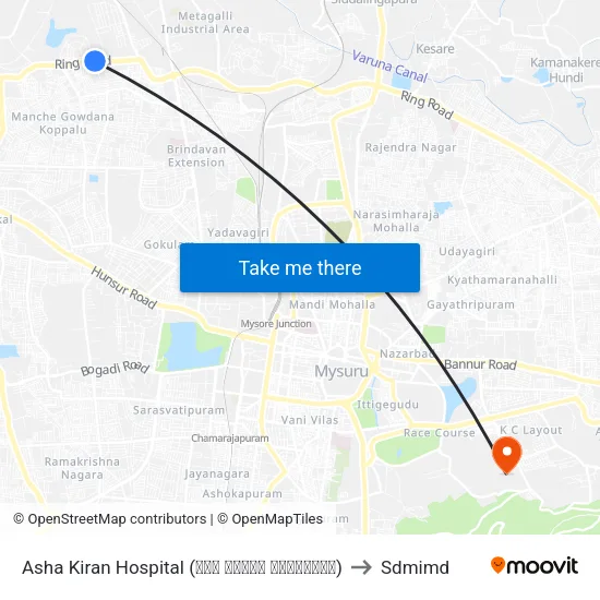 Asha Kiran Hospital (ಆಶಾ ಕಿರಣ್ ಆಸ್ಪತ್ರೆ) to Sdmimd map