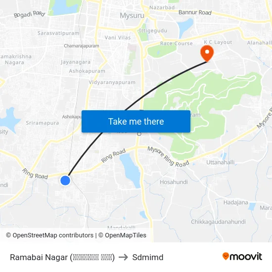 Ramabai Nagar (ರಮಾಬಾಯಿ ನಗರ) to Sdmimd map