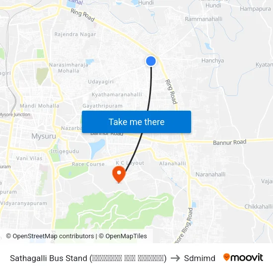 Sathagalli Bus Stand (ಸಾತಗಳ್ಳಿ ಬಸ್ ನಿಲ್ದಾಣ) to Sdmimd map