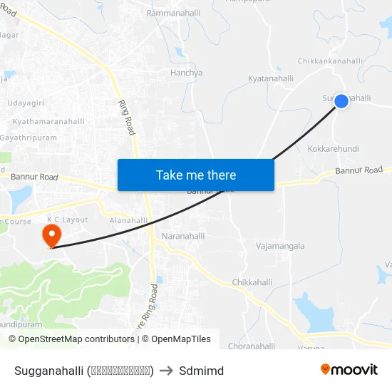 Sugganahalli (ಸುಗ್ಗನಹಳ್ಳಿ) to Sdmimd map