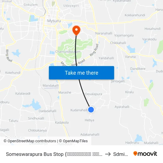 Someswarapura Bus Stop (ಸೋಮೇಶ್ವರಪುರ ಬಸ್ ನಿ.) to Sdmimd map