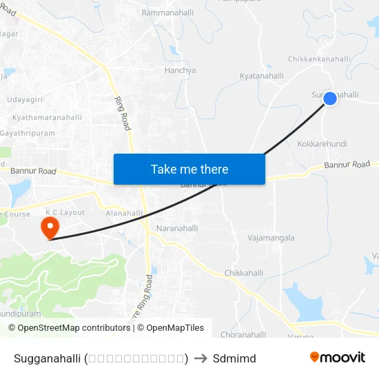 Sugganahalli (ಸುಗ್ಗನಹಳ್ಳಿ) to Sdmimd map