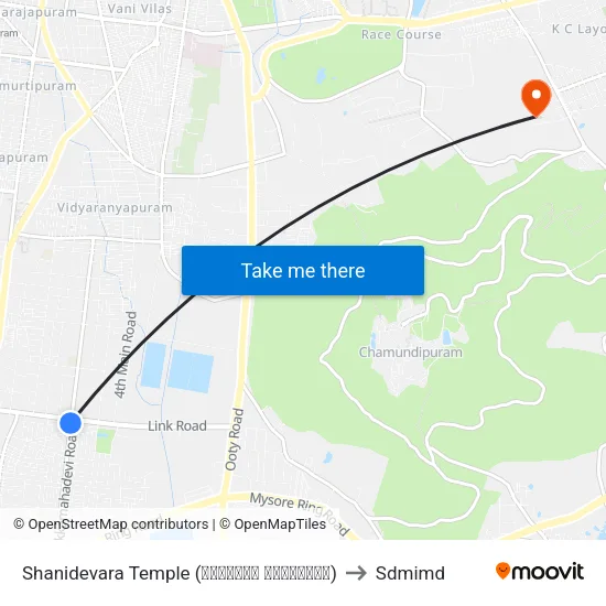 Shanidevara Temple (ಶನಿದೇವರ ದೇವಸ್ಥಾನ) to Sdmimd map