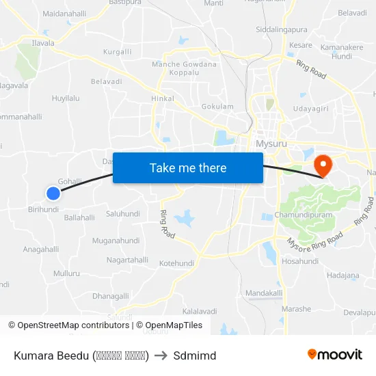 Kumara Beedu (ಕುಮಾರ ಬೀಡು) to Sdmimd map