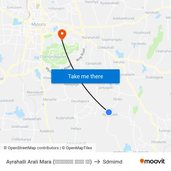 Ayrahalli Arali Mara (ಐರಾಹಳ್ಳಿ ಅರಳಿ ಮರ) to Sdmimd map