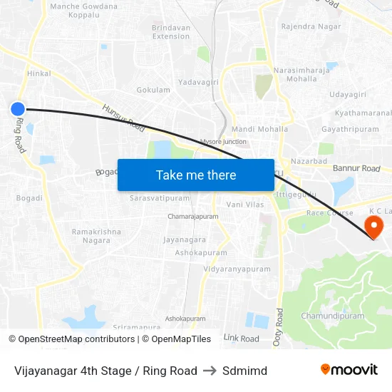 Vijayanagar 4th Stage / Ring Road to Sdmimd map