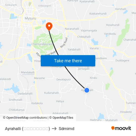 Ayrahalli (ಐರಾಹಳ್ಳಿ) to Sdmimd map