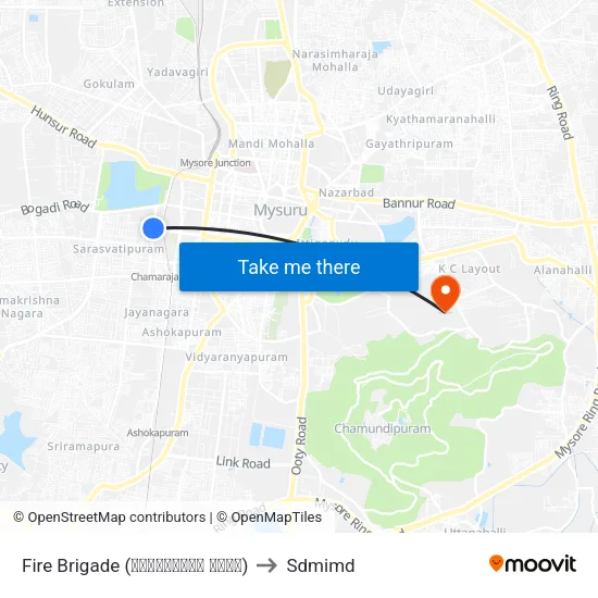 Fire Brigade (ಅಗ್ನಿಶಾಮಕ ಠಾಣೆ) to Sdmimd map