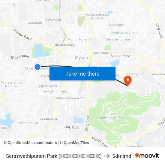 Saraswathipuram Park (ಸರಸ್ವತಿಪುರಂ ಪಾರ್ಕ್‌) to Sdmimd map