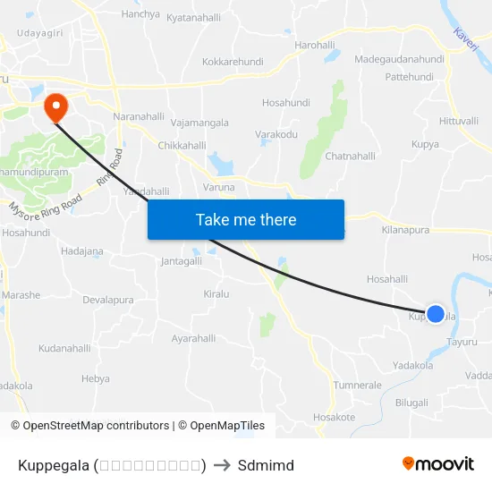 Kuppegala (ಕುಪ್ಪೇಗಾಲ) to Sdmimd map