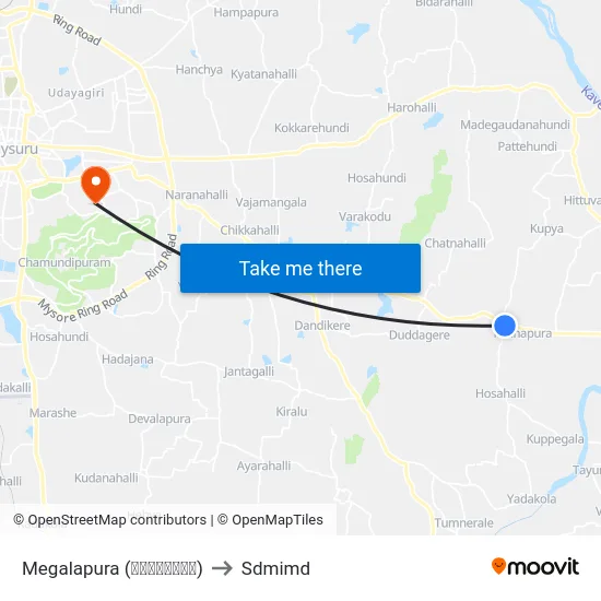 Megalapura (ಮೇಘಲಾಪುರ) to Sdmimd map