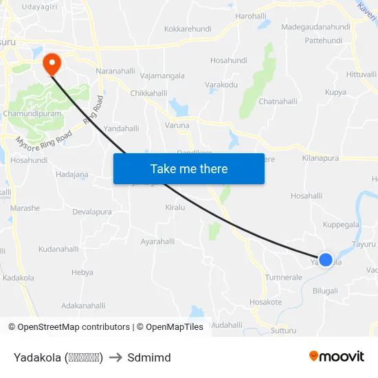 Yadakola (ಯಾದಕೊಳ) to Sdmimd map