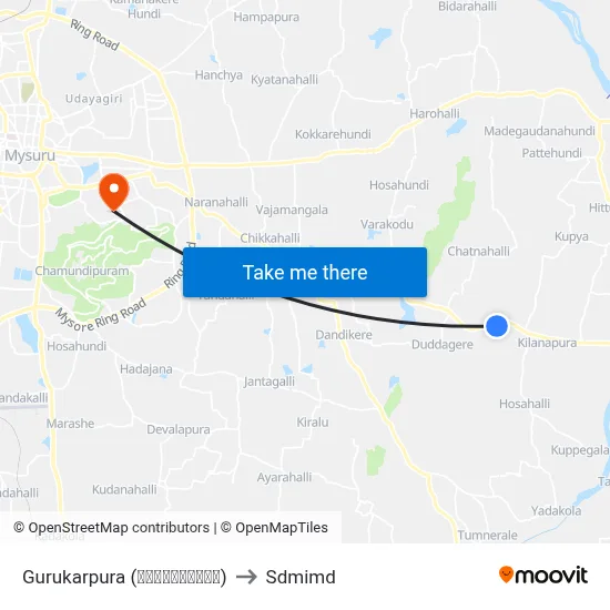 Gurukarpura (ಗುರುಕಾರಪುರ) to Sdmimd map