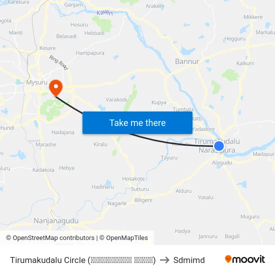 Tirumakudalu Circle (ತಿರುಮಲಕೂಡಲು ವೃತ್ತ) to Sdmimd map