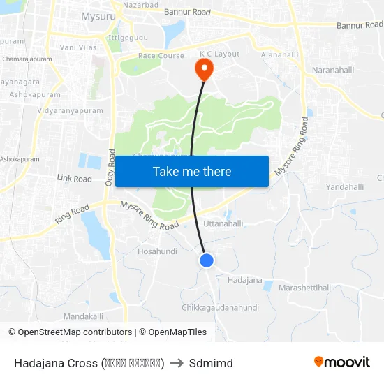Hadajana Cross (ಹಡಜನ ಕ್ರಾಸ್) to Sdmimd map