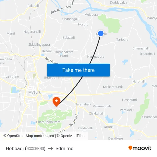Hebbadi (ಹೆಬ್ಬಾಡಿ) to Sdmimd map