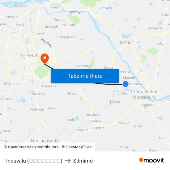 Induvalu (ಇಂದುವಾಳು) to Sdmimd map