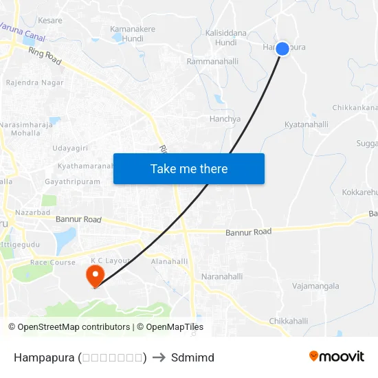 Hampapura (ಹಂಪಾಪುರ) to Sdmimd map