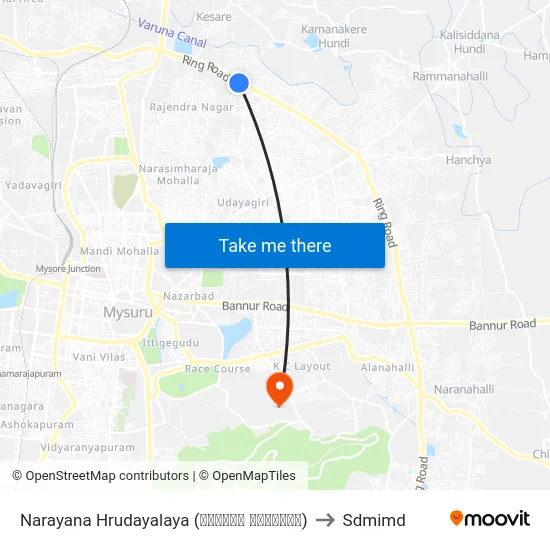 Narayana Hrudayalaya (ನಾರಾಯಣ ಹೃದಯಾಲಯ) to Sdmimd map