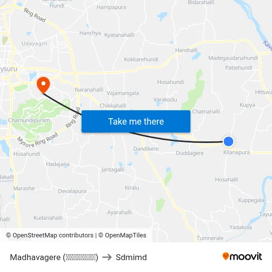 Madhavagere (ಮಾಧವಗೆರೆ) to Sdmimd map