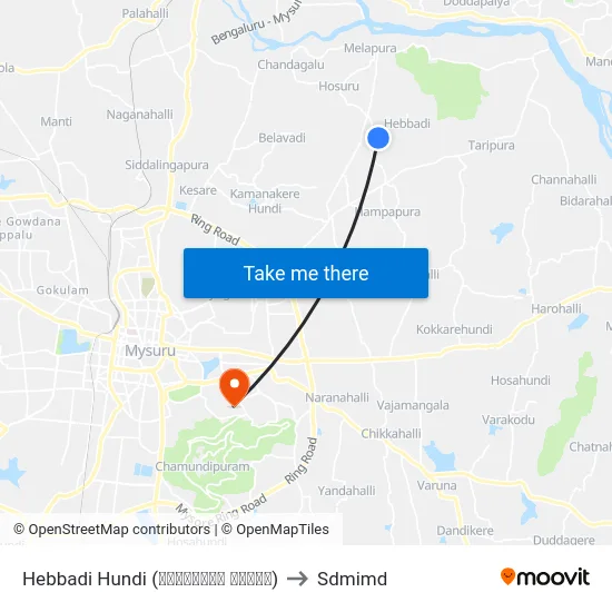 Hebbadi Hundi (ಹೆಬ್ಬಾಡಿ ಹುಂಡಿ) to Sdmimd map