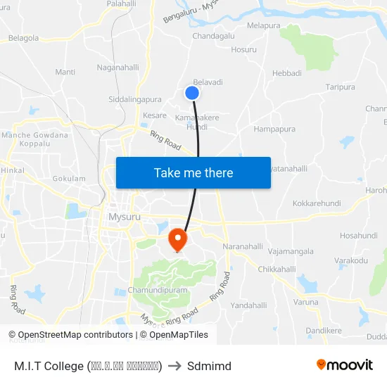M.I.T College (ಎಂ.ಐ.ಟಿ ಕಾಲೇಜು) to Sdmimd map