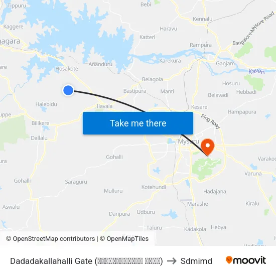 Dadadakallahalli Gate (ದಡದಕಲ್ಲಹಳ್ಳಿ ಗೇಟ್) to Sdmimd map