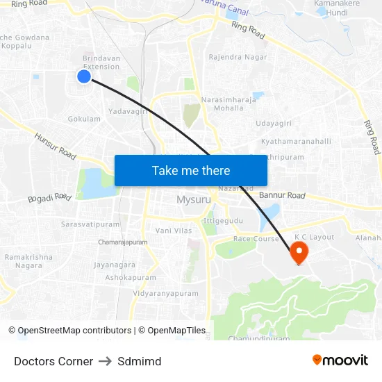 Doctors Corner to Sdmimd map