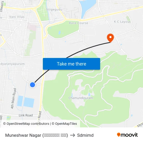 Muneshwar Nagar (ಮುನೇಶ್ವರ ನಗರ) to Sdmimd map